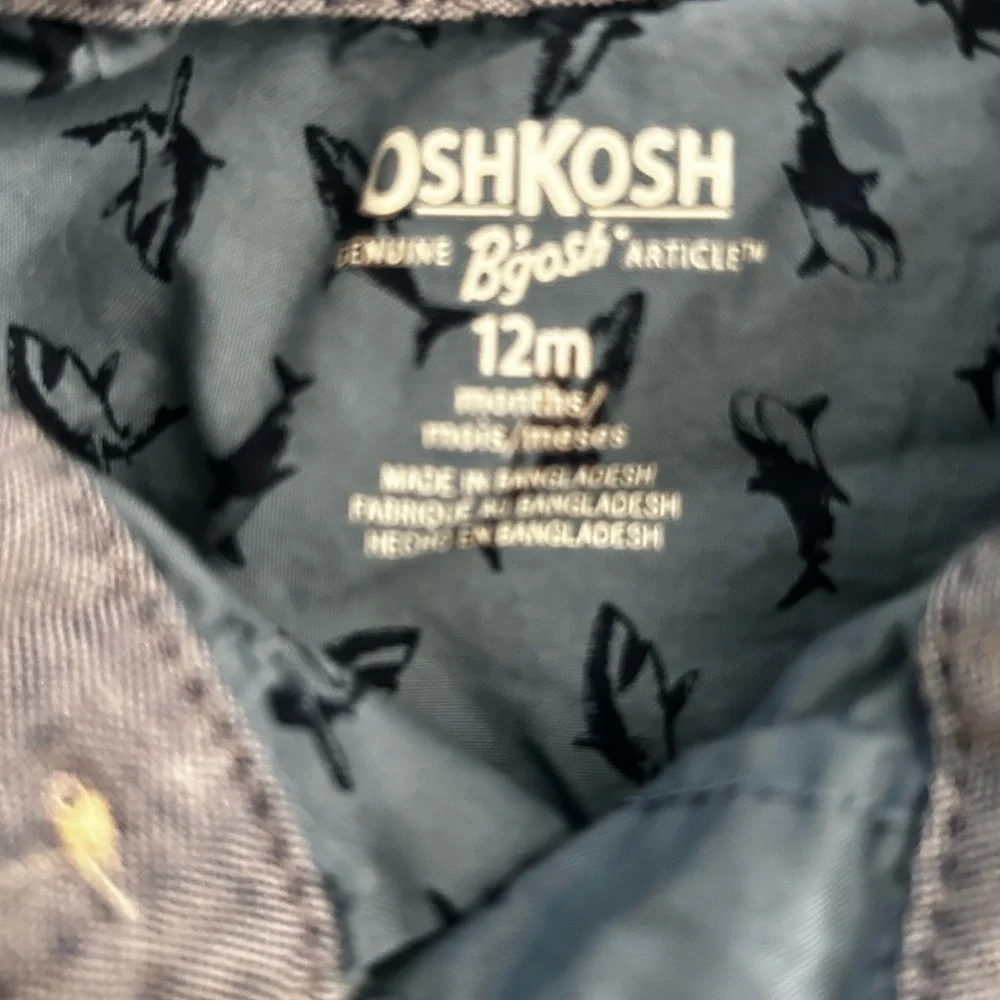 OshKosh B'gosh Navy Shark Pattern Button Down Shirt